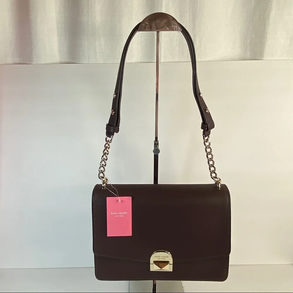 KATE SPADE Neve Convertible Flap Shoulder Bag chocolate cherry red & Olive green